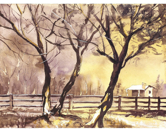 watercolor giclee sunset landscape fine art print