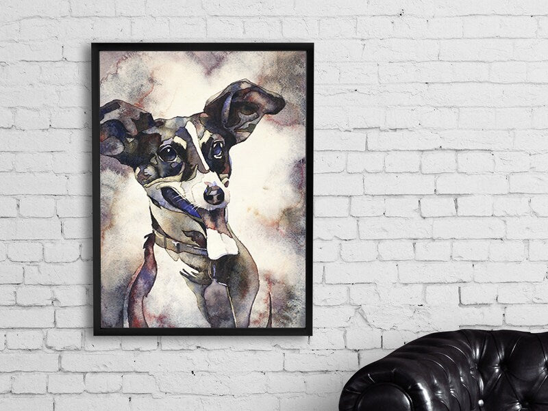 Dog painting-Jack Russell terrier smiling. Dog artwork, watercolor painting dog fine art print dog giclee print art for house dog (print)