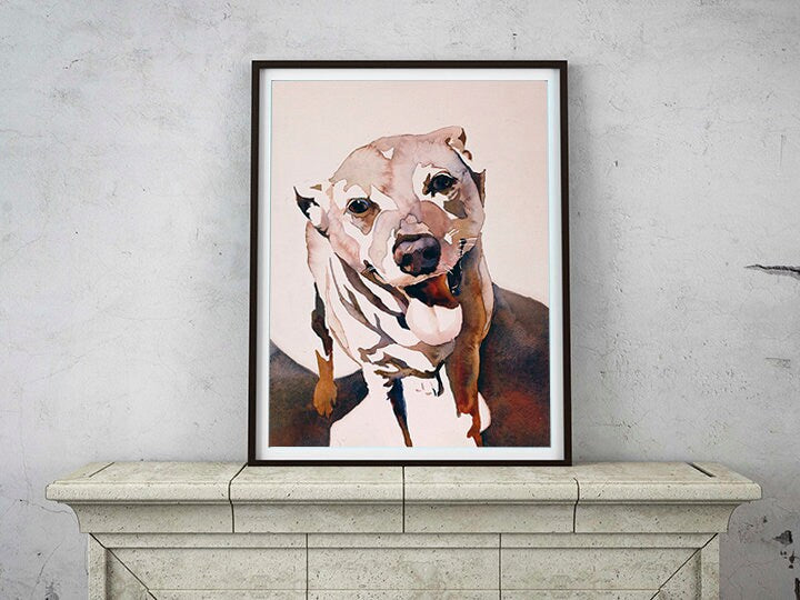 Painting of dog  Animal artwork fine art painting dog watercolor print art for house animal painting dog art watercolor terrier dog (print)