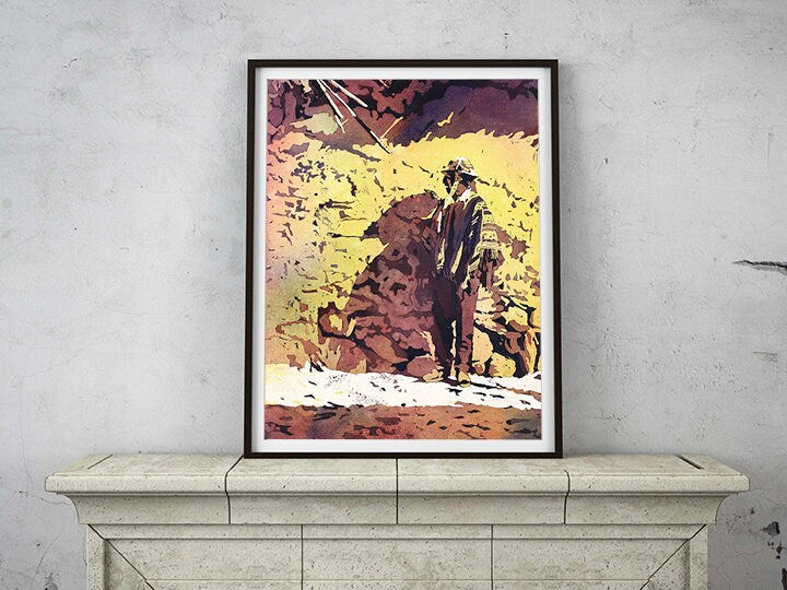 Peru Quechua man in traditional garb in the Sacred Vallley, Peru.  Watercolor giclee painting man Sacred Valley Peru yellow art Machu Picchu (print)