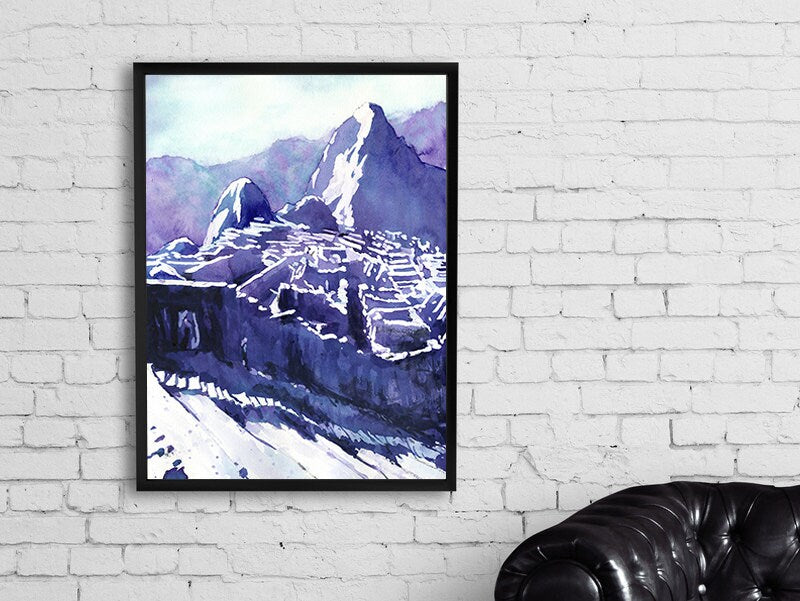 Machu Picchu- Sacred Valley, Peru painting. Home decor wall art, watercolor painting Machu Picchu Peru artwork watercolor giclee ruins art (print)