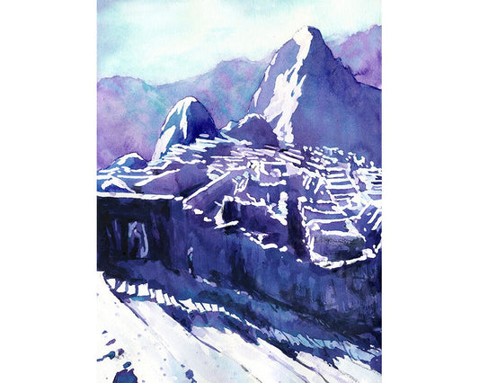 Machu Picchu Sacred Valley Peru print with glowing light over ancient ruins, ideal as university artwork or global decor for creative interiors.