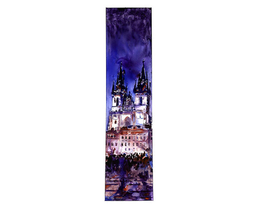Prague Church at sunset in the medieval city of Prague- Czech Republic, Prague artwork watercolor painting Czech Republic fine art (print)