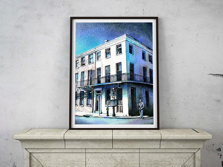 French Quarter- New Orleans, Louisiana fine art watercolor painting.  Home decor wall art New Orleans French Quarter artwork Nola street (print)