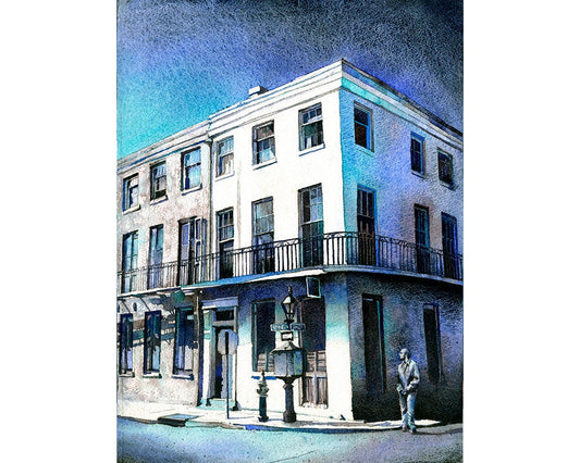 French Quarter- New Orleans, Louisiana fine art watercolor painting.  Home decor wall art New Orleans French Quarter artwork Nola street (print)
