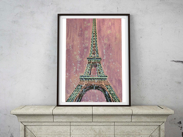 Eiffel Tower in Paris, France fine art watercolor painting.  Watercolor painting Eiffel Tower Paris artwork fine art print France (print)