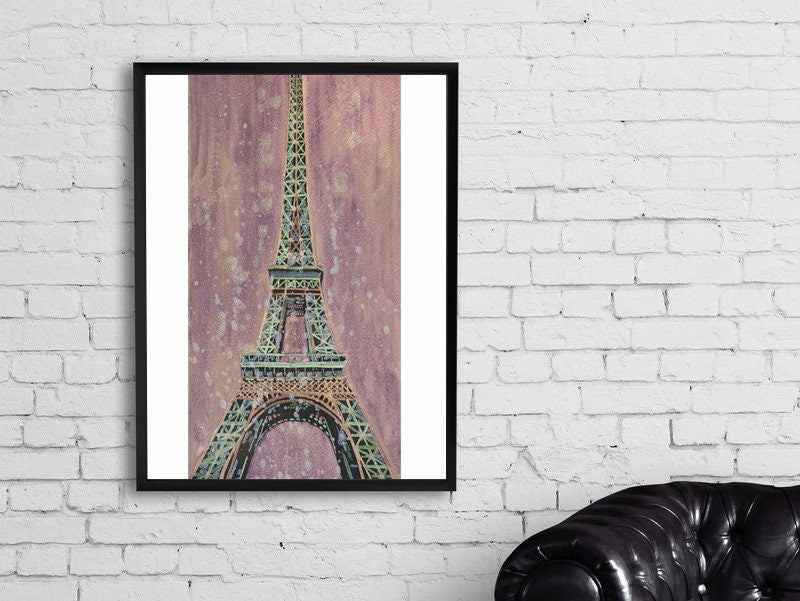 Eiffel Tower in Paris, France fine art watercolor painting.  Watercolor painting Eiffel Tower Paris artwork fine art print France (print)