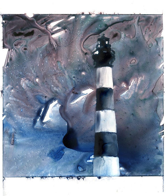 Faro de Bodie Island en los Outer Banks de Carolina del Norte, Estados Unidos. Bellas artes acuarela pintura decoración del hogar arte del faro Outer Banks (impresión)