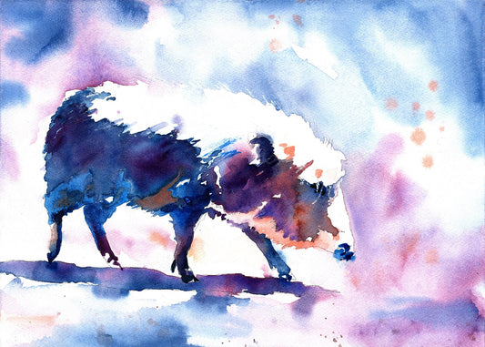 Warthog colorful watercolor painting.  Fine art painting of warthog watercolor home decor animal colorful painting giclee print mammal