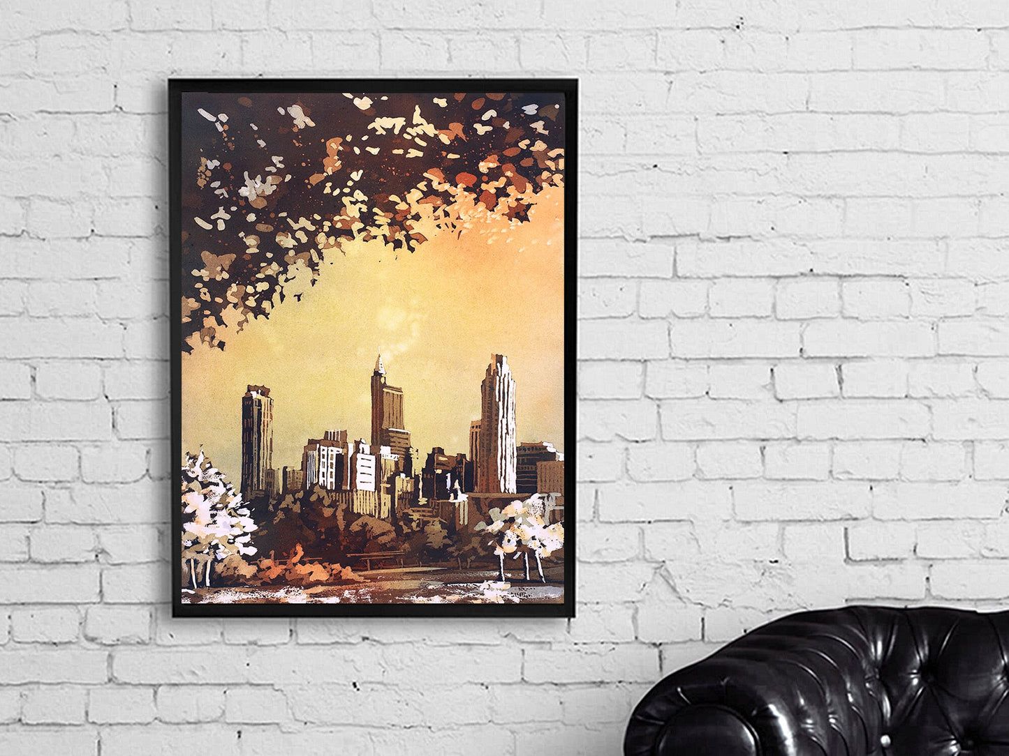 Watercolor painting of downtown Raleigh, NC skyline at dawn- Raleigh skyline artwork, fine art painting Raleigh, North Carolina art (print)