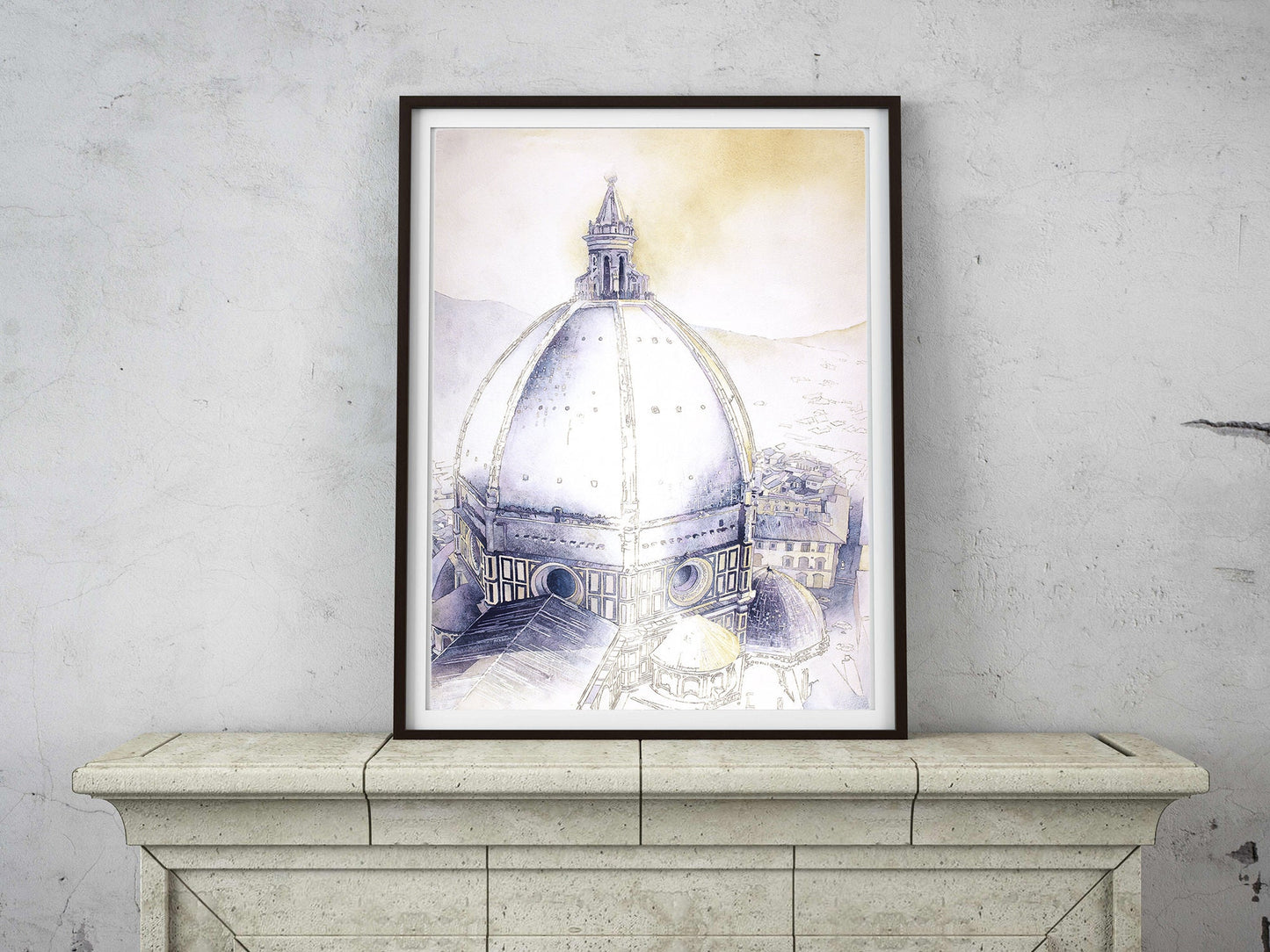 Florence Duomo fine art watercolor painting Italy Duomo art- Florence, Italy. Watercolor painting Duomo Florence artwork home (original art)