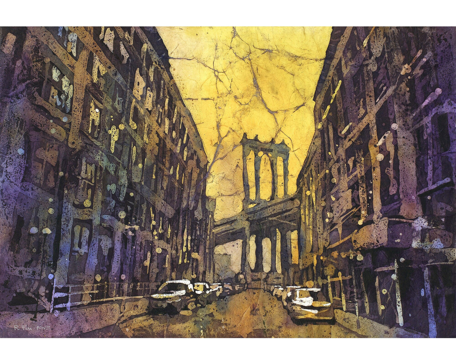 Watercolor painting of theManhattan Bridge as viewed from Brooklyn- New York City, NY (USA)