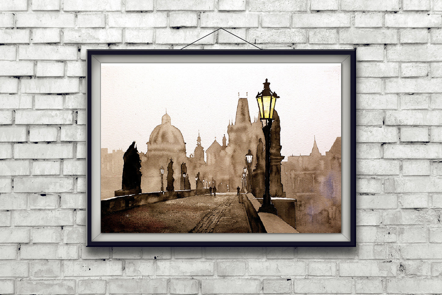 St. Charles Bridge in city of Prague- Czech Republic. Art watercolor painting Prague art home decor Czech Republic painting fine art print