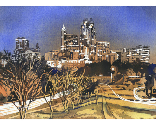 Raleigh NC skyline artwork