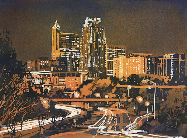 Raleigh NC skyline painting