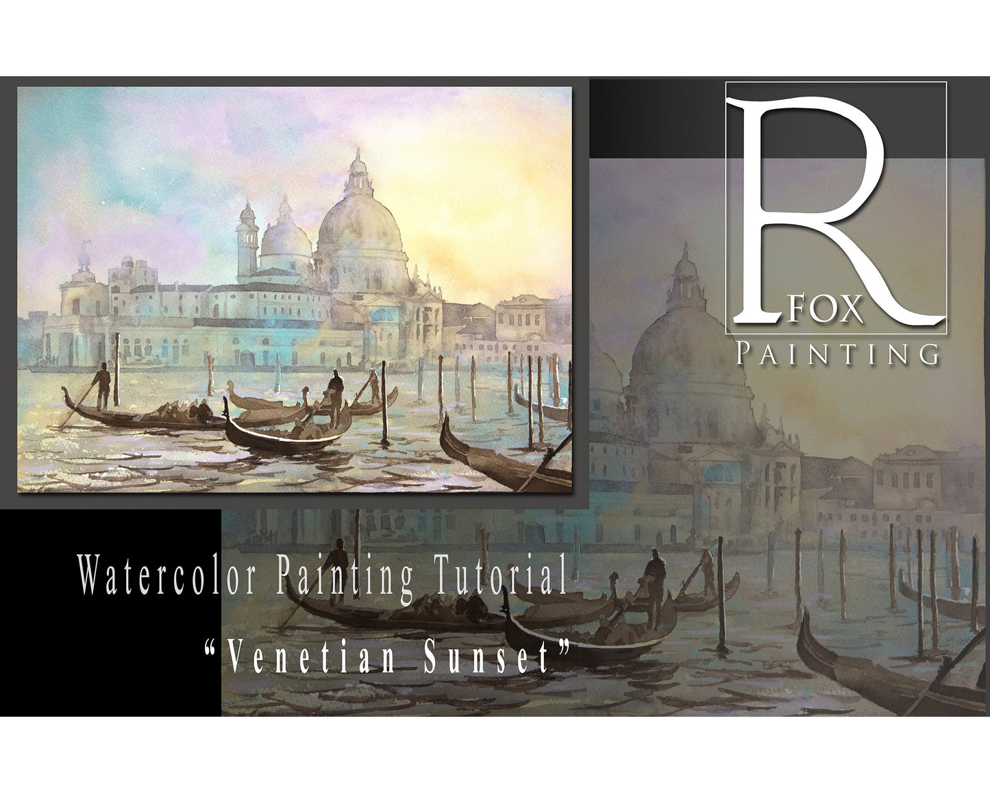 Learn to paint Venice, Italy sunset- watercolor lesson PDF. Watercolor lesson, art tutorial, watercolor Venice gondola Italy art watercolor