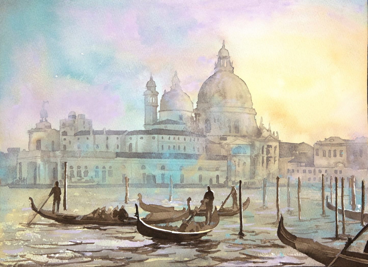 Learn to paint Venice, Italy sunset- watercolor lesson PDF. Watercolor lesson, art tutorial, watercolor Venice gondola Italy art watercolor