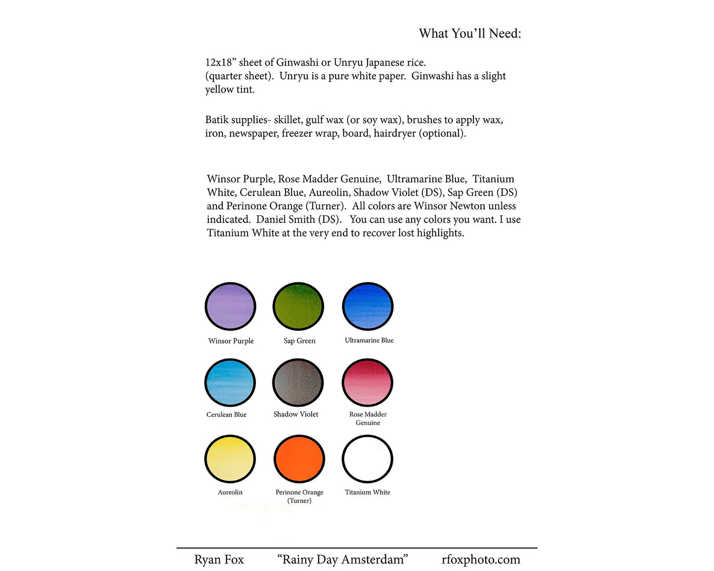 Watercolor batik painting tutorial PDF.  Amsterdam, Netherlands watercolor batik painting tutorial, art lesson PDF painting lesson batik art