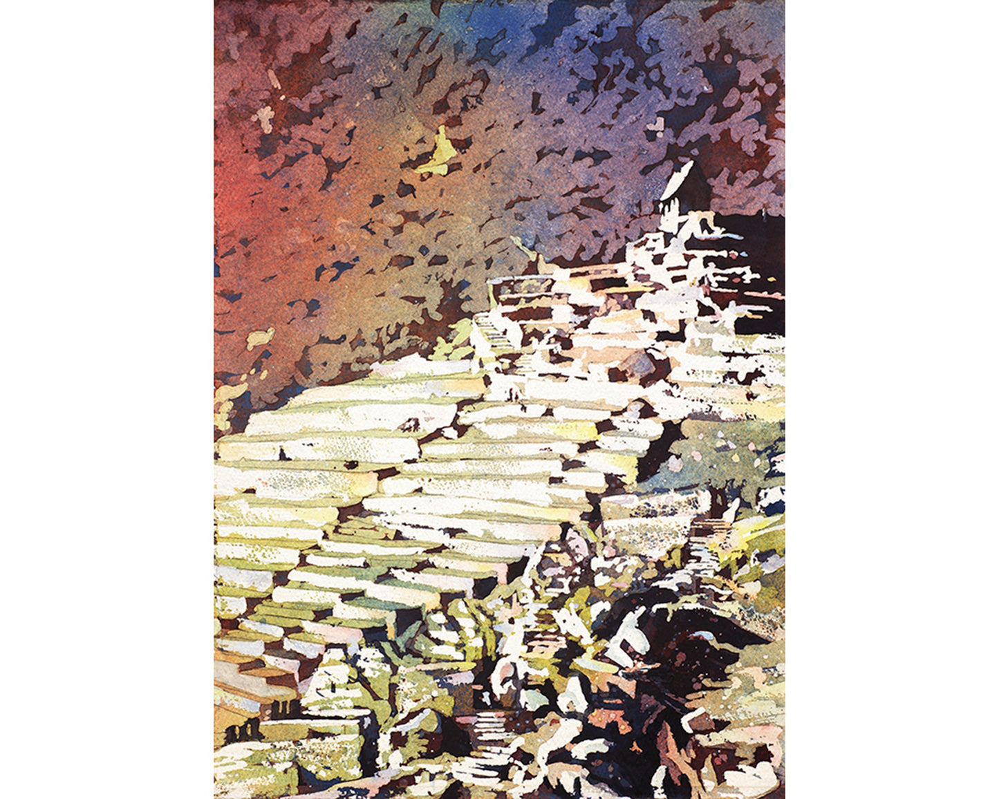 Watercolor painting tutorial PDF- learn to painting Machu Picchu.  Learn to paint Machu Picchu, Peru watercolor lesson PDF art instruction