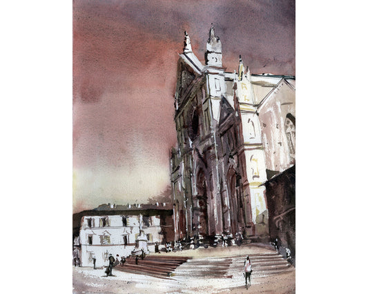 Florence skyline watercolor painting