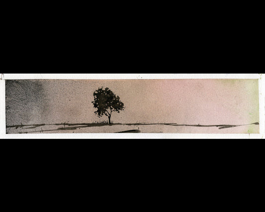 Tree in barren landscape- watercolor painting. Home decor tree watercolor painting moody artwork wall art tree painting landscape art (print)