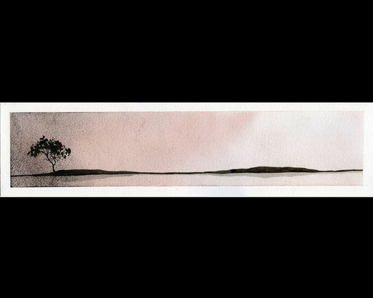 Monochromatic tree in barren landscape- watercolor painting. Home decor tree watercolor painting moody artwork wall art tree painting (print)