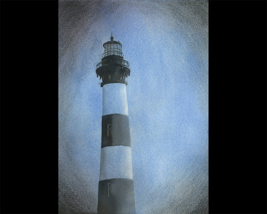 Faro de Bodie Island al atardecer en los Outer Banks (OBX) de Carolina del Norte, Estados Unidos. Pintura de acuarela Arte de la playa del faro de Bodie Island (impresión)
