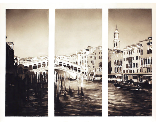 Venice, Italy fine art painting.  Rialto Bridge Venice Italy watercolor painting of Venice Italy gondola decor Venezia artwork (print)