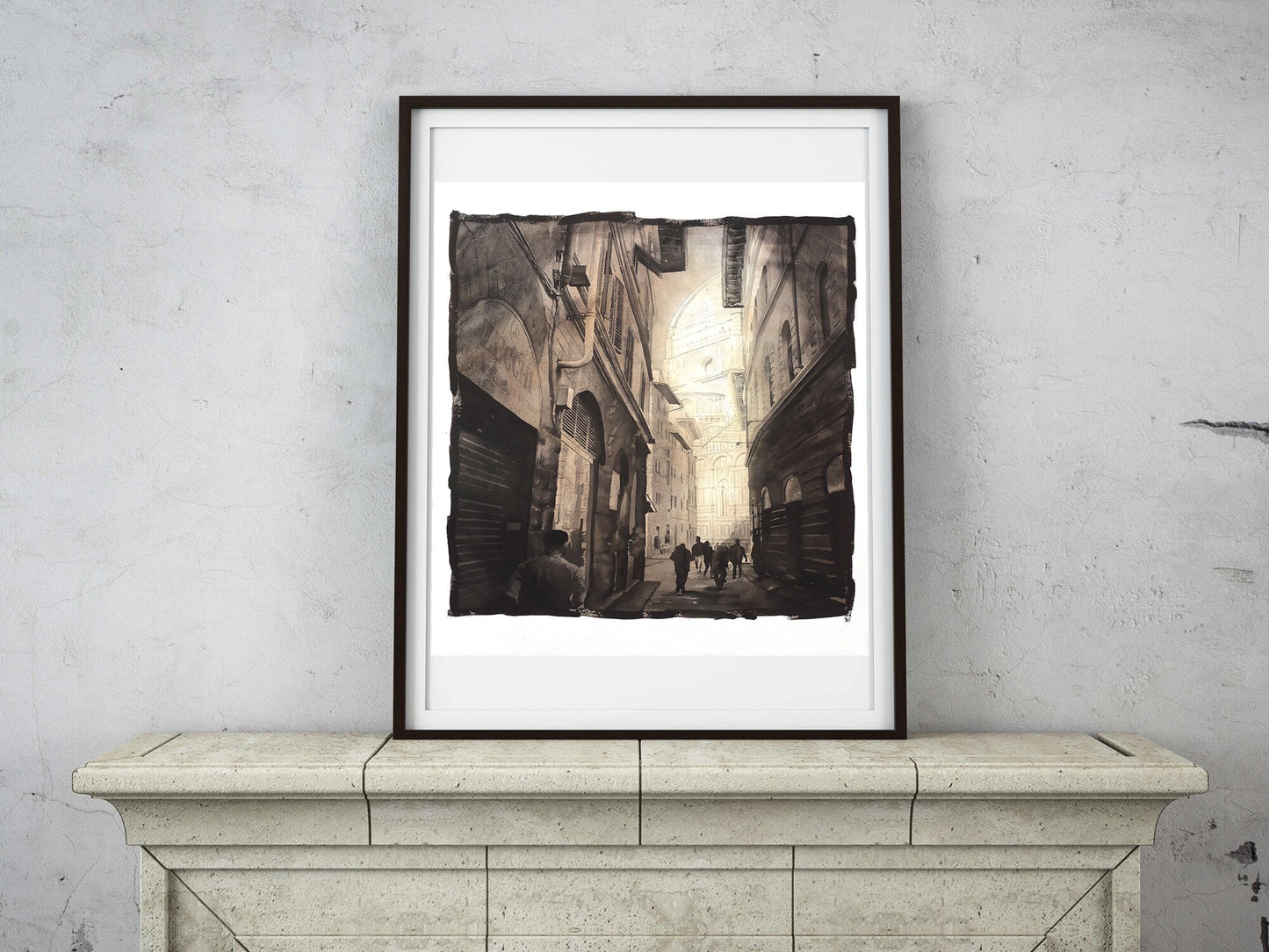 Florence, Italy fine art watercolor painting.  Florence fine art painting B&W art Italy decor watercolor print giclee Florence art Duomo art (print)