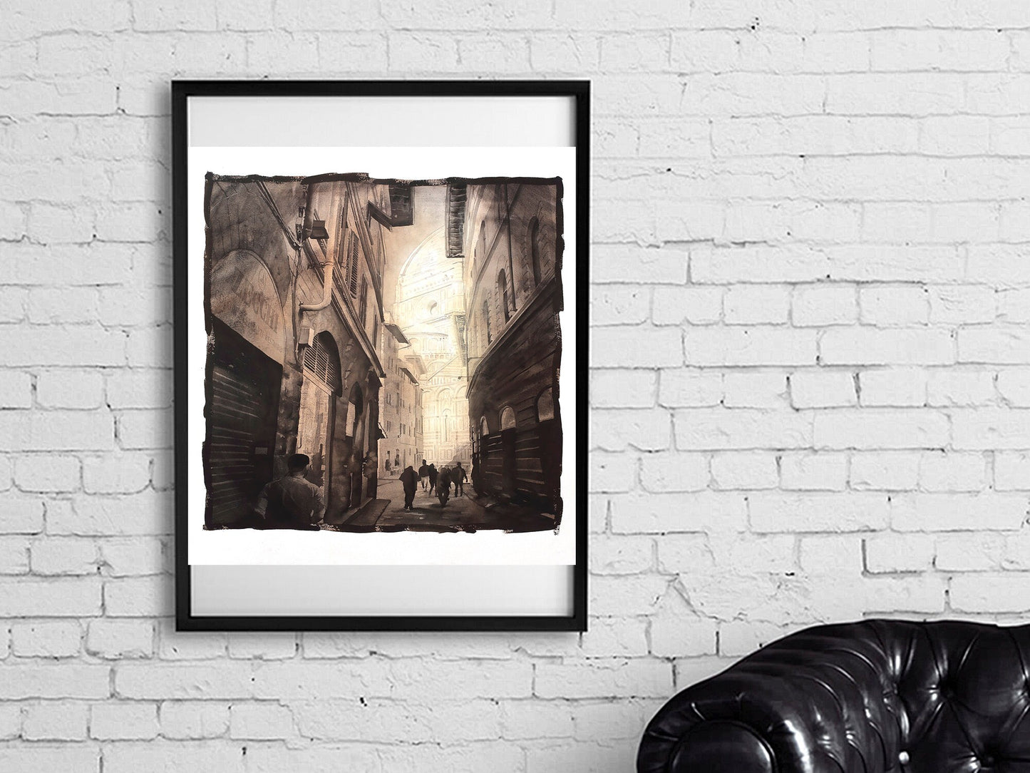Florence, Italy fine art watercolor painting.  Florence fine art painting B&W art Italy decor watercolor print giclee Florence art Duomo art (print)