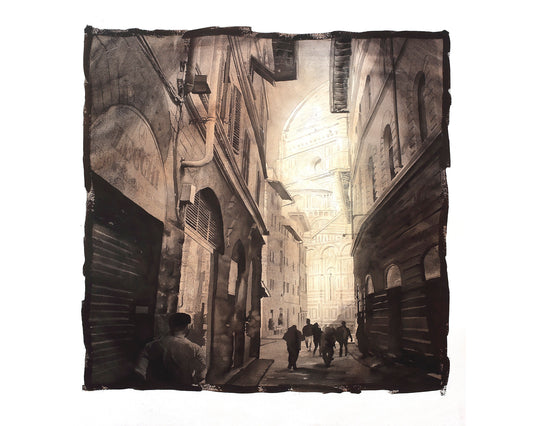 Florencia, Italia pintura de acuarela de bellas artes. Florencia bellas artes pintura B&W arte Italia decoración acuarela impresión giclee Florencia arte Duomo arte (impresión)