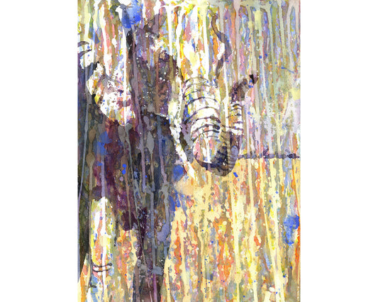 Elephant watercolor painting.  Original watercolor painting.   African animal decor painting fine art watercolor giclee animal