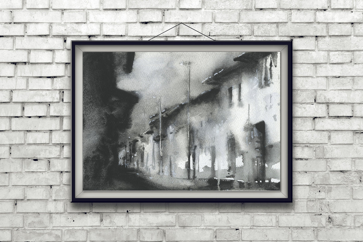 Painting of architecture in Sacred Valley, Peru.  Houses of Peru architecture artwork black white artwork Peruvian houses Sacred Valley art (print)