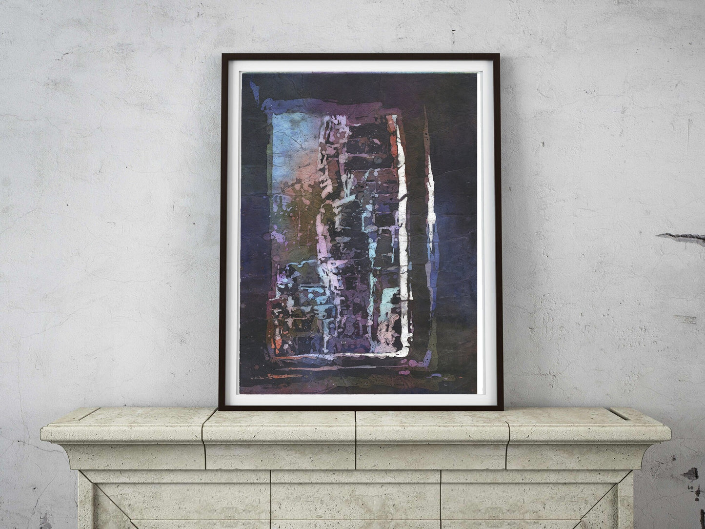 Bayon temple at Angkor Wat ruins- Siem Reap, Cambodia fine art watercolor painting (batik). Bayon temple Cambodia Khmer Angkor Wat (original)