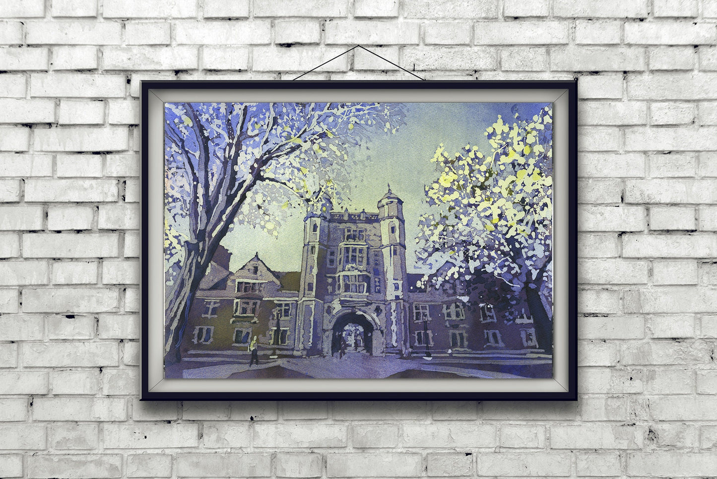 Watercolor painting U of M Law Library art for house (print)