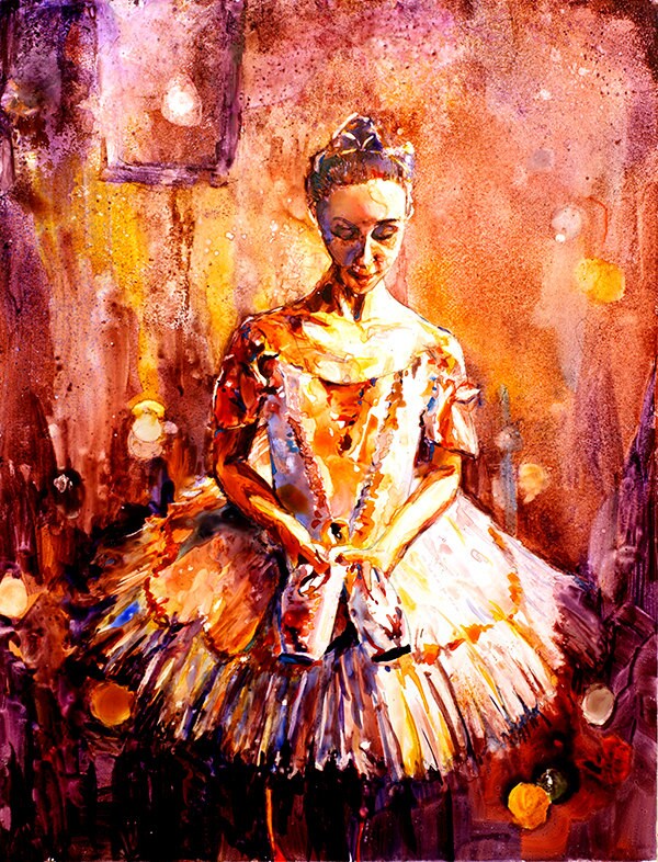watercolor print fine art ballerina decor dancing artwork