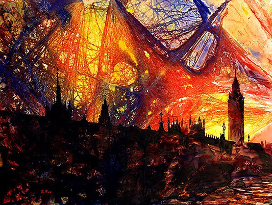 London skyline artwork watercolor landscape art