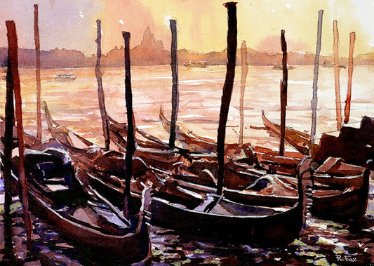 Original Venice Italy watercolor featuring a medieval church—perfect for art buyers and travel fans.