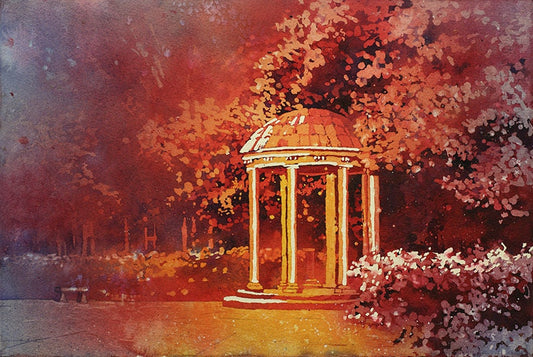 Watercolor painting of the Old Well on University of North Carolina (UNC) campus in Chapel Hill, NC, perfect as a graduation gift or UNC fine art print for home decor.