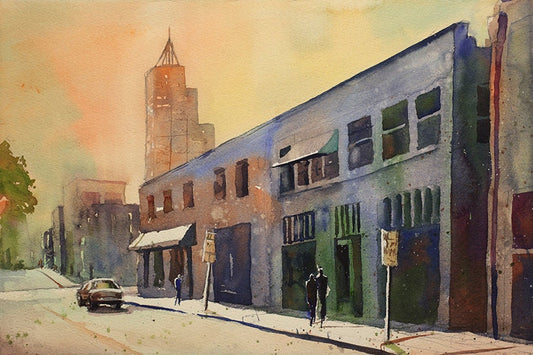 Downtown skyscrapers & buildings of Raleigh, NC. Watercolor print original painting Raleigh art watercolor landscape (print)