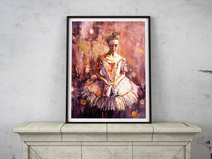 fine art watercolor painting ballerina art print