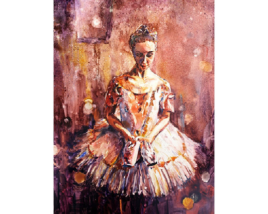 Watercolor painting on YUPO of woman dancing.  Watercolor on YUPO paper