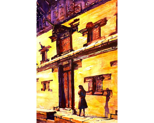 Kathmandu, Nepal- fine art watercolor painting. Nepal wall art decor, watercolor painting Nepal Kathmandu art (print)