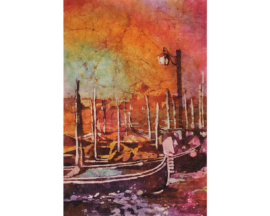 Elegant home decor watercolor featuring Venice’s romantic skyline and historic church.