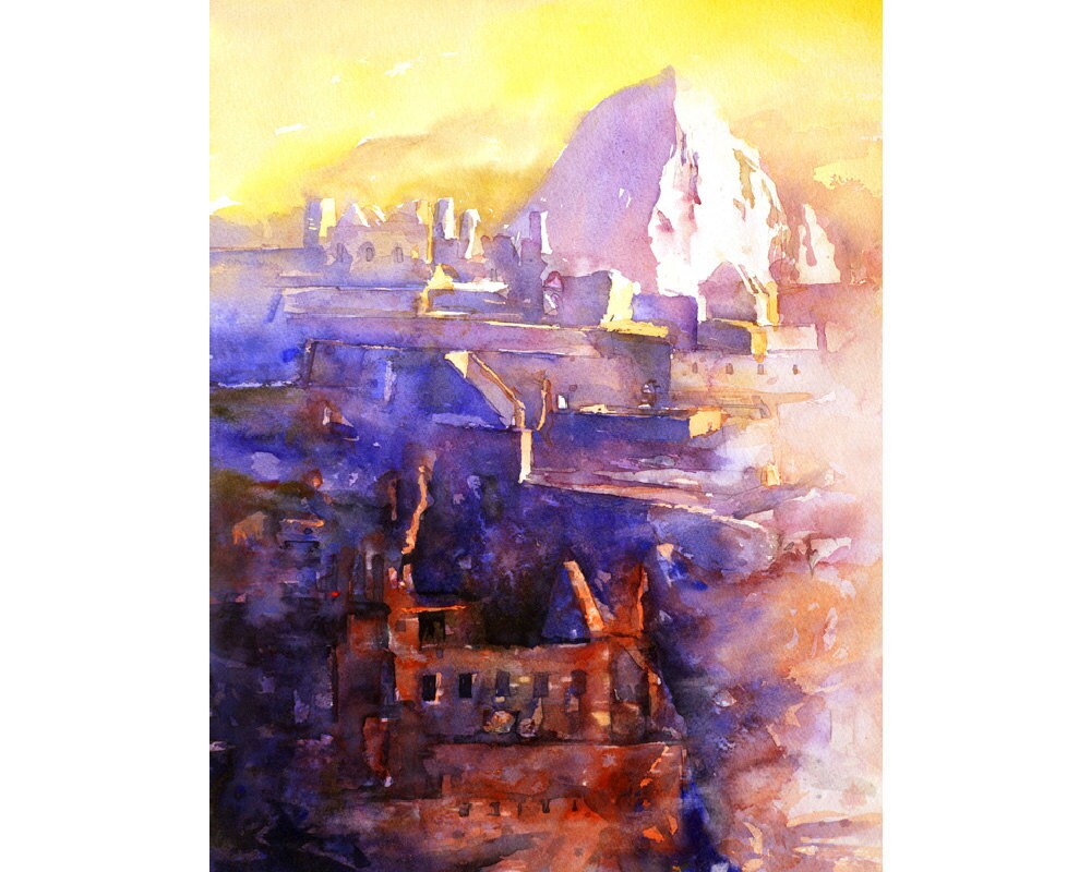 Ruins of Machu Picchu- Sacred Valley of Peru, South America Art Machu Picchu painting Watercolor landscape Peru art watercolor Machu Picchu