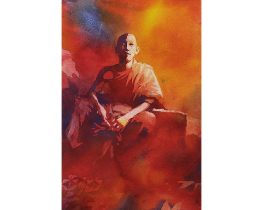 Buddhist monk in Phnom Penh- Cambodia. Watercolor painting fine art print, Cambodia wall art home decor monk, watercolor giclee art Buddhism (print)