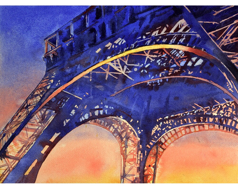 Eiffel Tower- Paris, France- Europe. Paris Eiffel tower watercolor painting fine art print landscape France decor Eiffel Tower artwork decor (print)