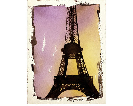 Eiffel Tower fine art painting- Paris France.  Original watercolor painting Eiffel Tower.  Painting home decor Paris Eiffel Tower artwork