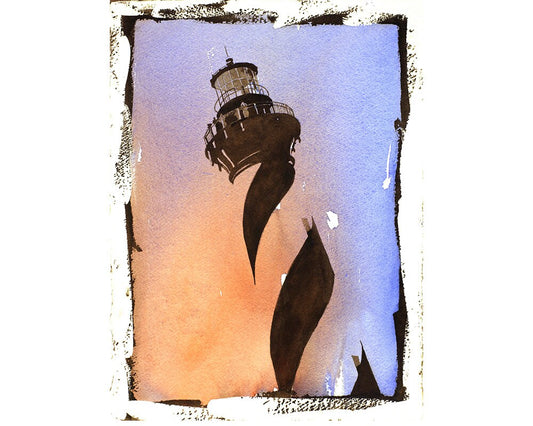 Cape Hatteras lighthouse- Outer Banks, North Carolina. Lighthouse painting Cape Hatteras. Fine art painting landscape lightouse (print)