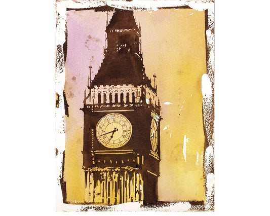 Big Ben watercolor painting- London, United Kingdom. Big Ben watercolor painting, landscape art print London artwork, home decor London (print)